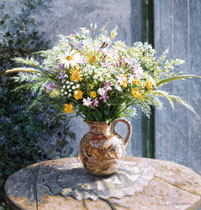 Wild Flowers in a Brown Jug